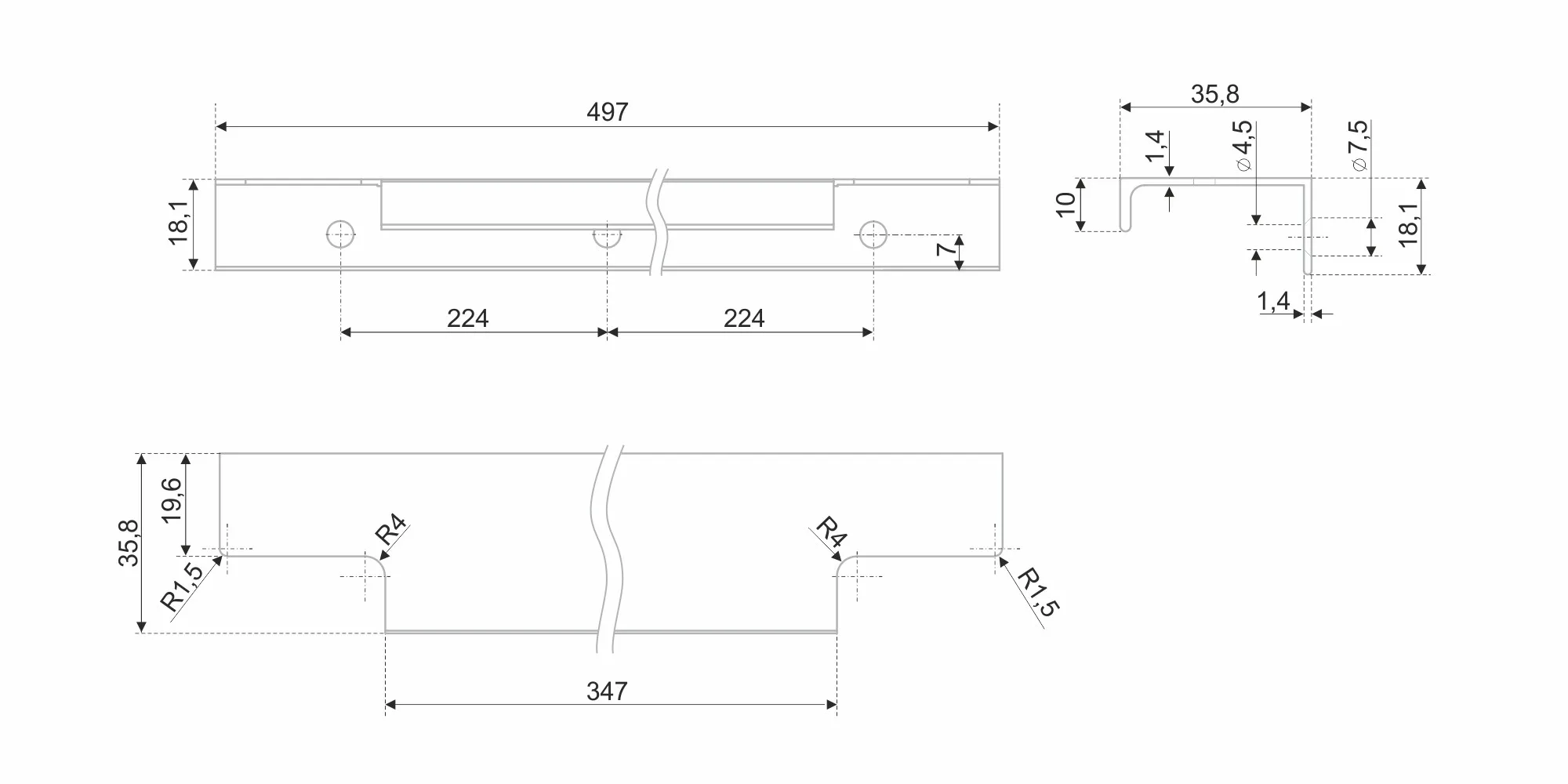 Мебельная ручка RT009CP.1/000/500/*