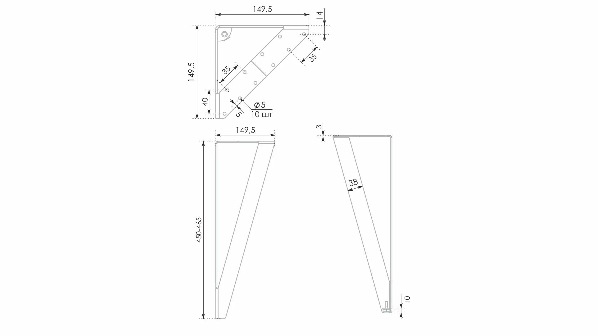 Мебельная опора VIVA N333BL.2/450