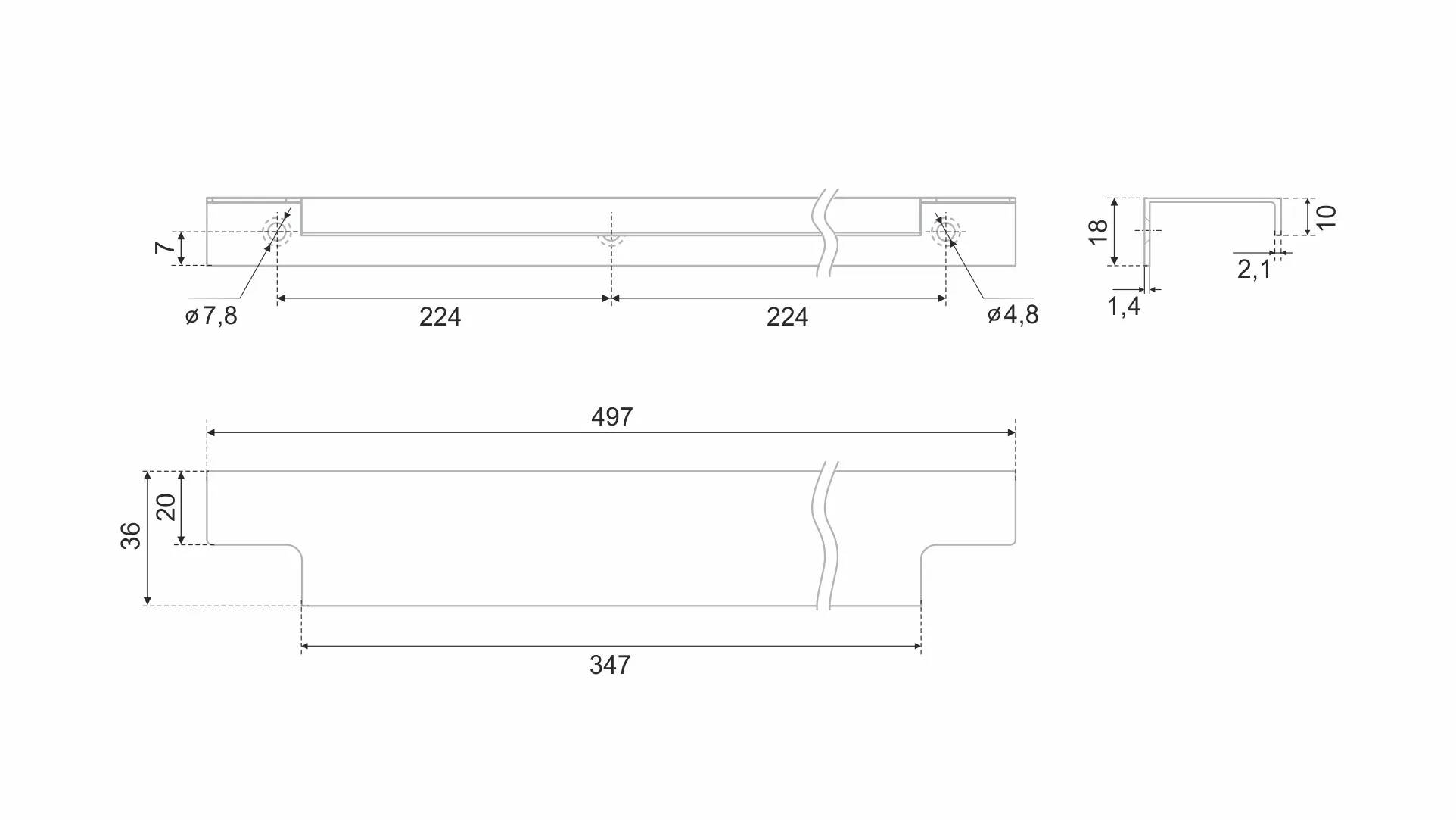 Мебельная ручка RAY 2.0 RT809SC.1/448/500
