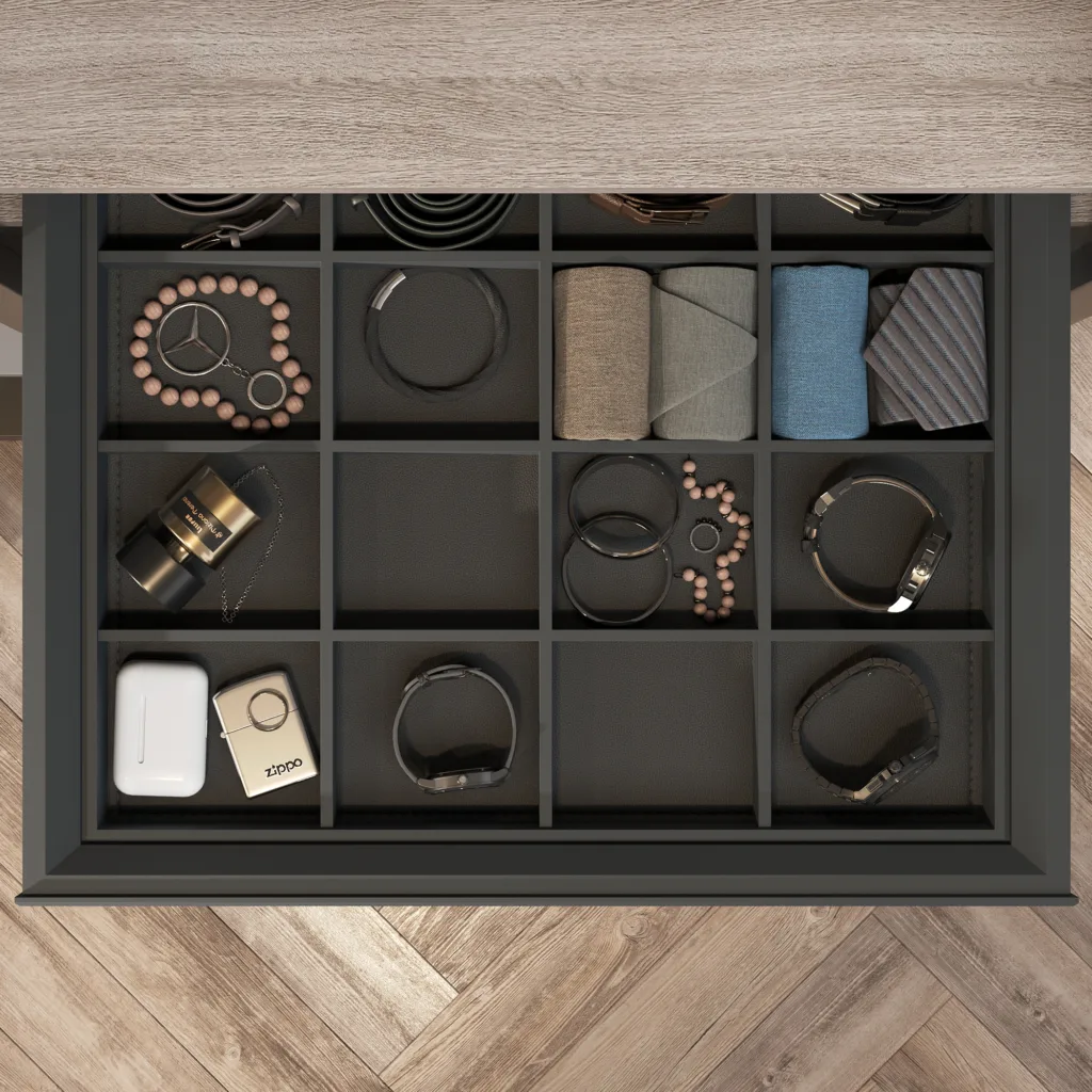 Выдвижная полка-органайзер 600 BRUNO для аксессуаров, графит PRIME by AKS