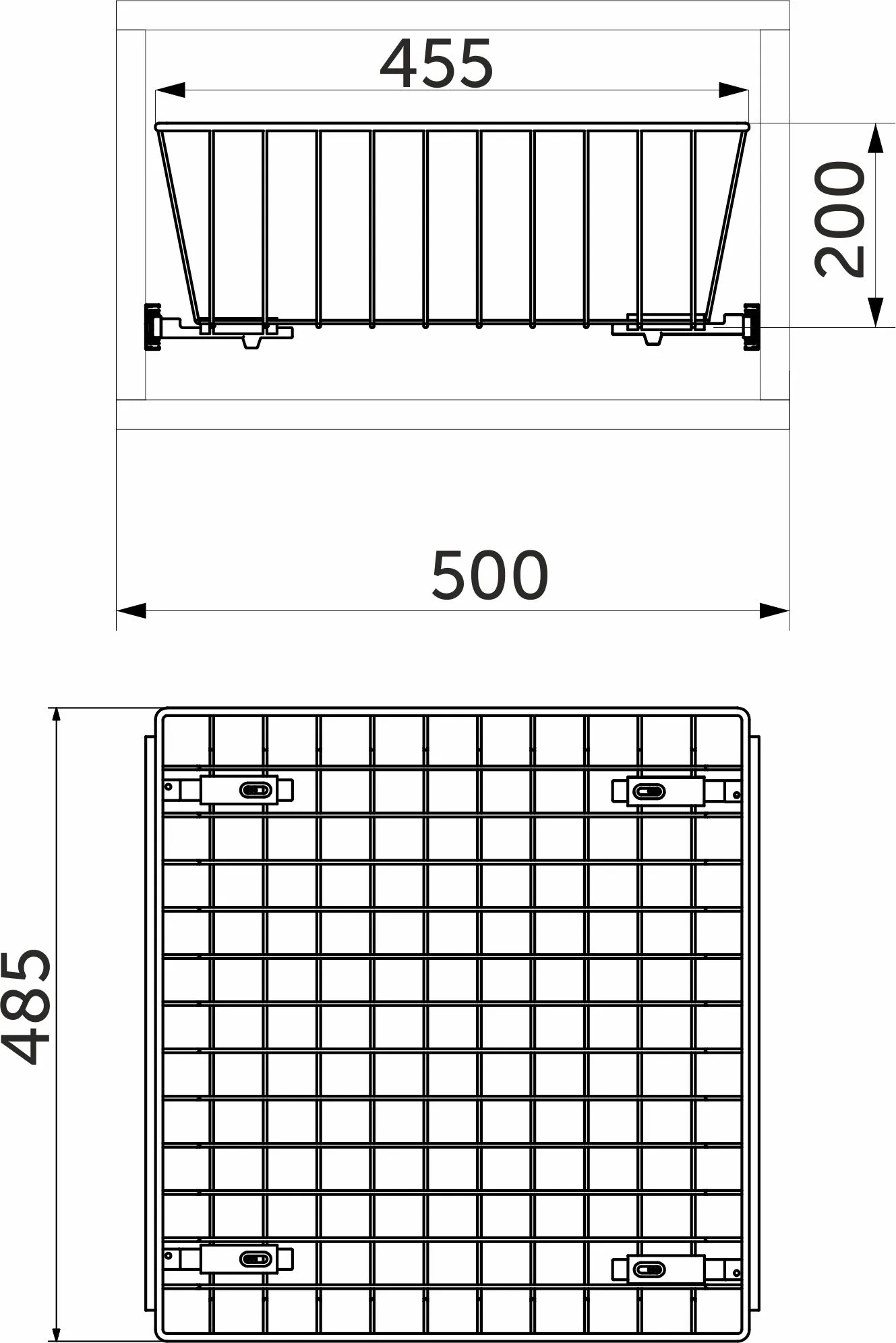 Выдвижная корзина для белья 500 (455*485*200) б/н, белый WIEXPOL