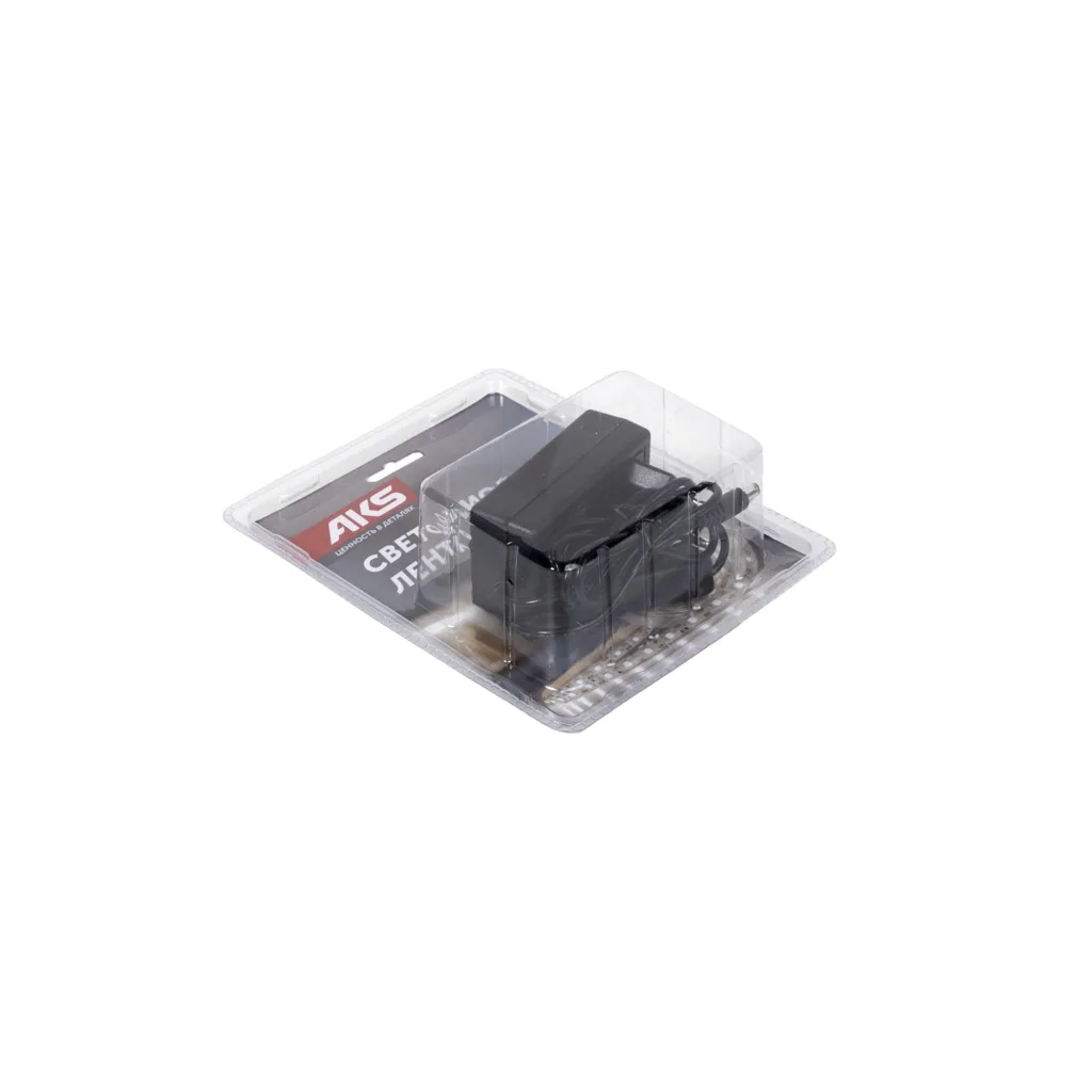Лента светодиодная - 9,6W/m, 12V, 8мм, 2835, 120 д/м, IP20, холодный белый (6000K) - 5м, + блок питания, AKS