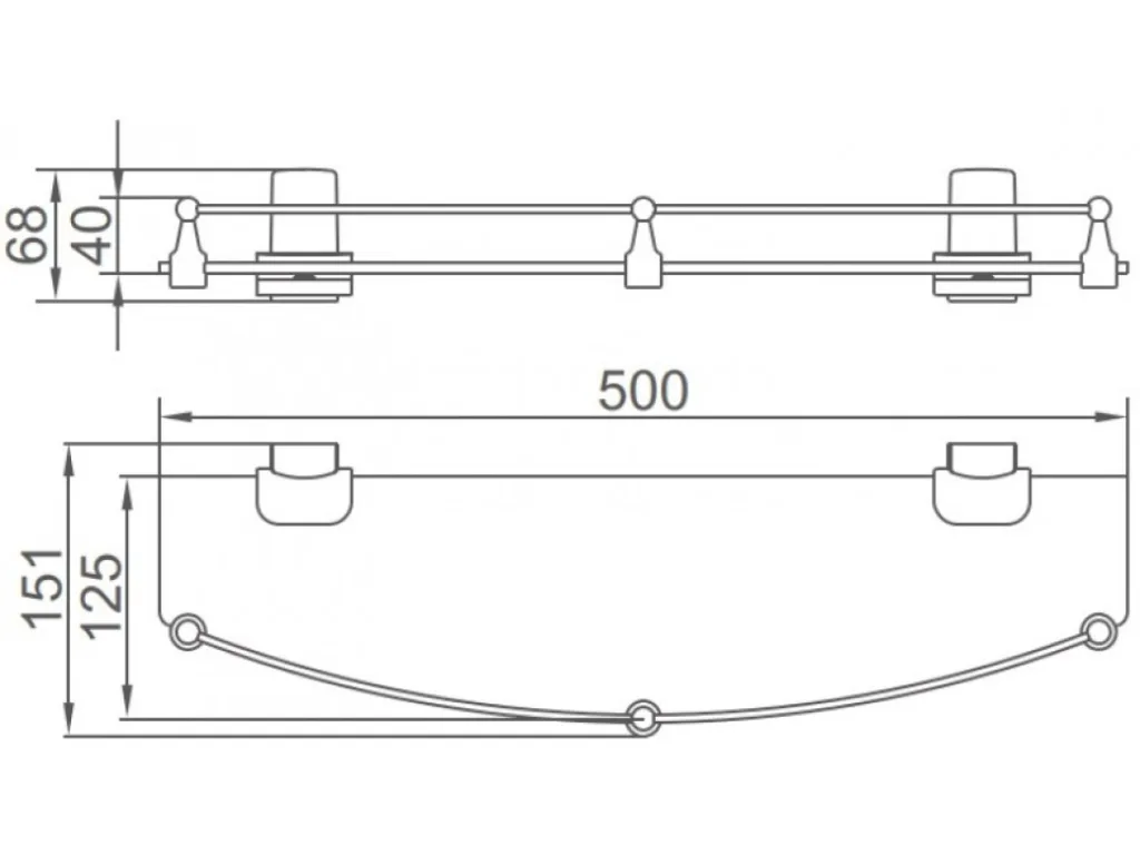 Полка в ванную комнату, сталь/стекло, хром Ledeme L30307
