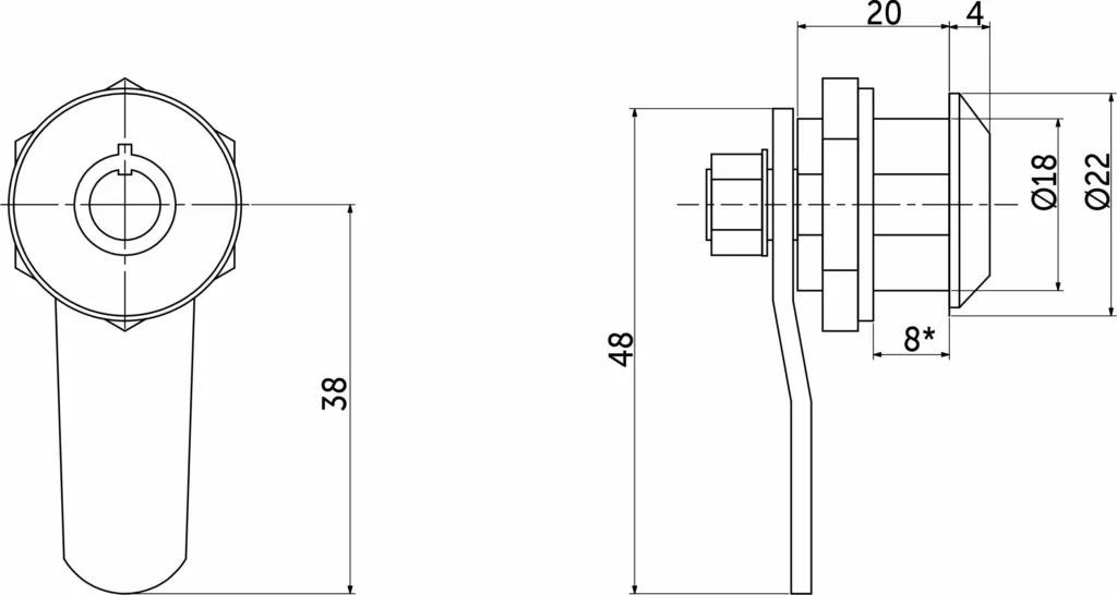 Замок для распашной двери механический 103-20 AKS с тубулярным (круглым) ключом