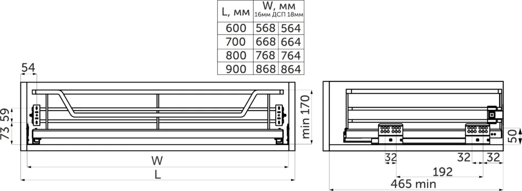 Выдвижная корзина 600 FOCUS, графит PRIME by AKS