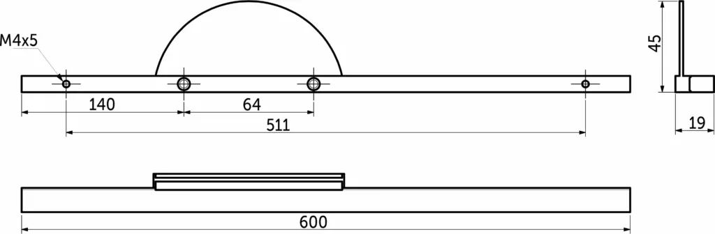 Ручка меб. скоба алюм. FORTUNA 511/600 брашированное золото, AKS