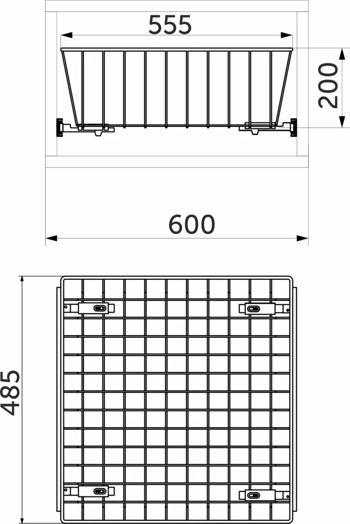 Выдвижная корзина для белья 600 (555*485*200) б/н, белый WIEXPOL