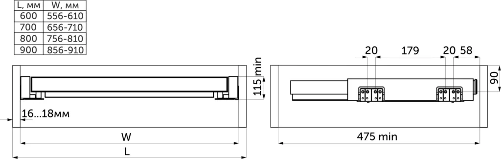 Выдвижная полка-органайзер 600 BRUNO для аксессуаров, графит PRIME by AKS