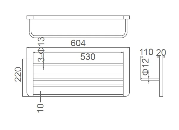 Полка для полотенец, латунь/цинк, хром K27024 GERHANS