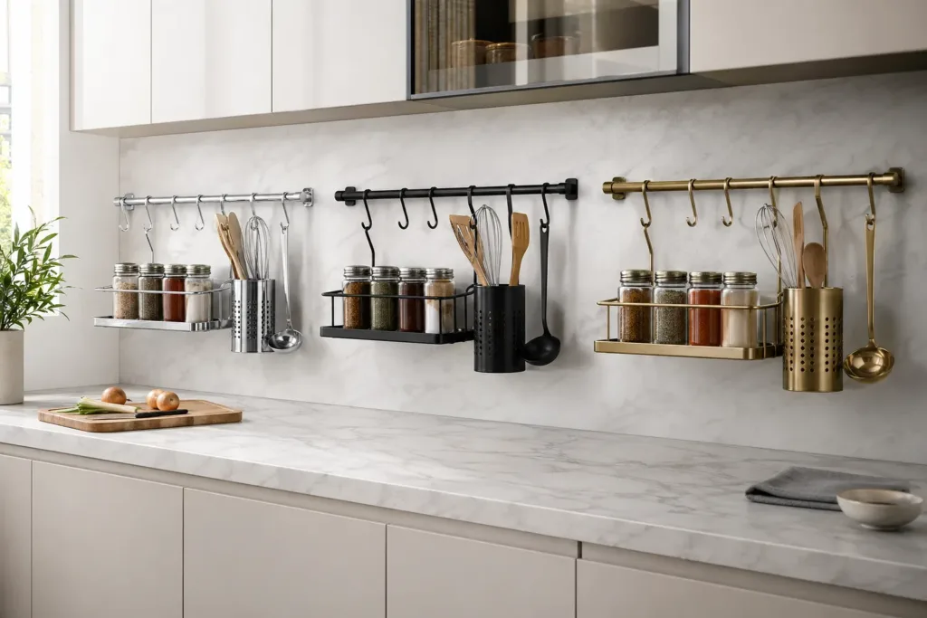 Как выбрать рейлинги на кухню по длине, цвету и комплектации