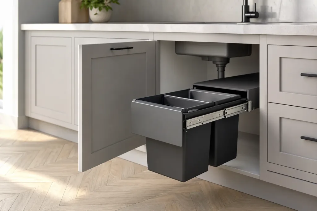 Как выбрать встраиваемое ведро для мусора для кухни: под шкаф, размеры и тип открывания