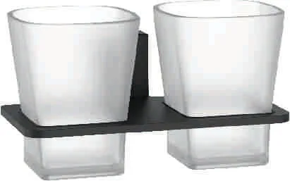 Стакан для зубной щетки, сталь + стекло, черный Ledeme L30308B