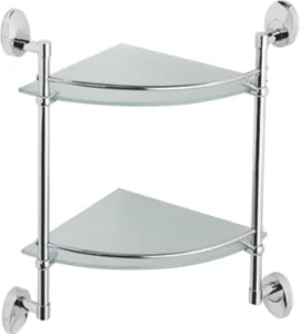 Полка в ванную угловая, сталь + стекло, хром Ledeme L3307-2
