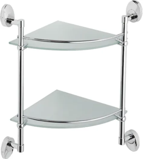 Полка в ванную угловая, сталь + стекло, хром Ledeme L3307-2