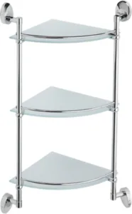 Полка в ванную угловая, сталь + стекло, хром Ledeme L3307-3