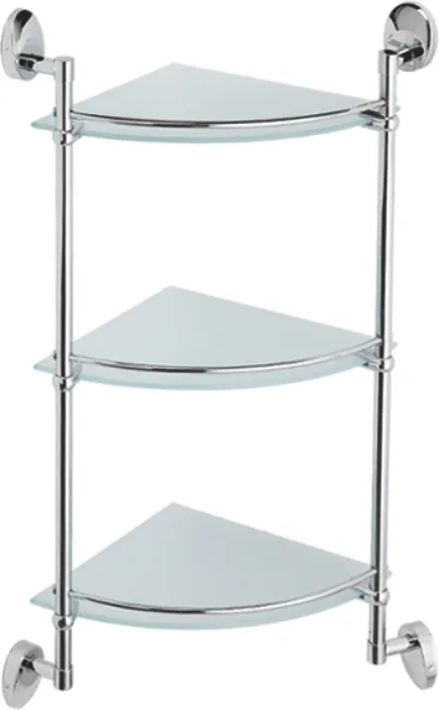 Полка в ванную угловая, сталь + стекло, хром Ledeme L3307-3