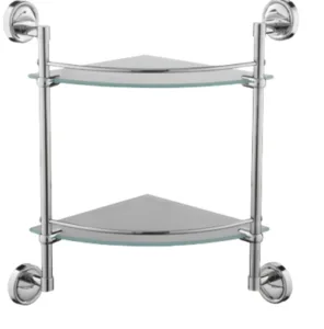 Полка в ванную угловая, сталь + стекло, хром Ledeme L3507-2