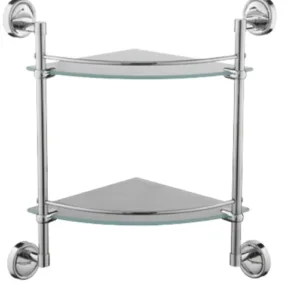 Полка в ванную угловая, сталь + стекло, хром Ledeme L3507-2