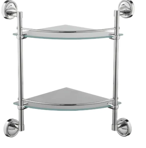 Полка в ванную угловая, сталь + стекло, хром Ledeme L3507-2