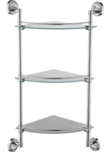 Полка в ванную угловая, сталь + стекло, хром Ledeme L3507-3