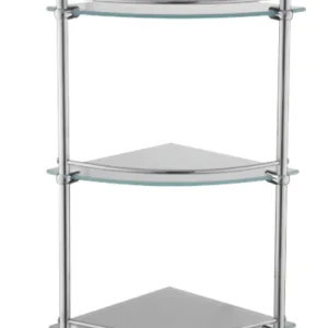 Полка в ванную угловая, сталь + стекло, хром Ledeme L3507-3
