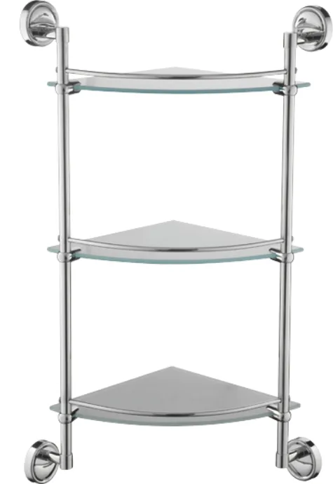 Полка в ванную угловая, сталь + стекло, хром Ledeme L3507-3