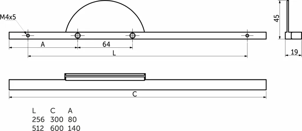 Ручка меб. скоба алюм. FORTUNA 256/300 брашированное золото, AKS
