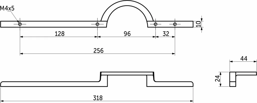 Ручка меб. скоба мет. ELEGANCA 256, брашированное золото, AKS