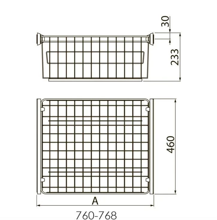 Корзина для белья SMART 800 мм, без направляющих, графит