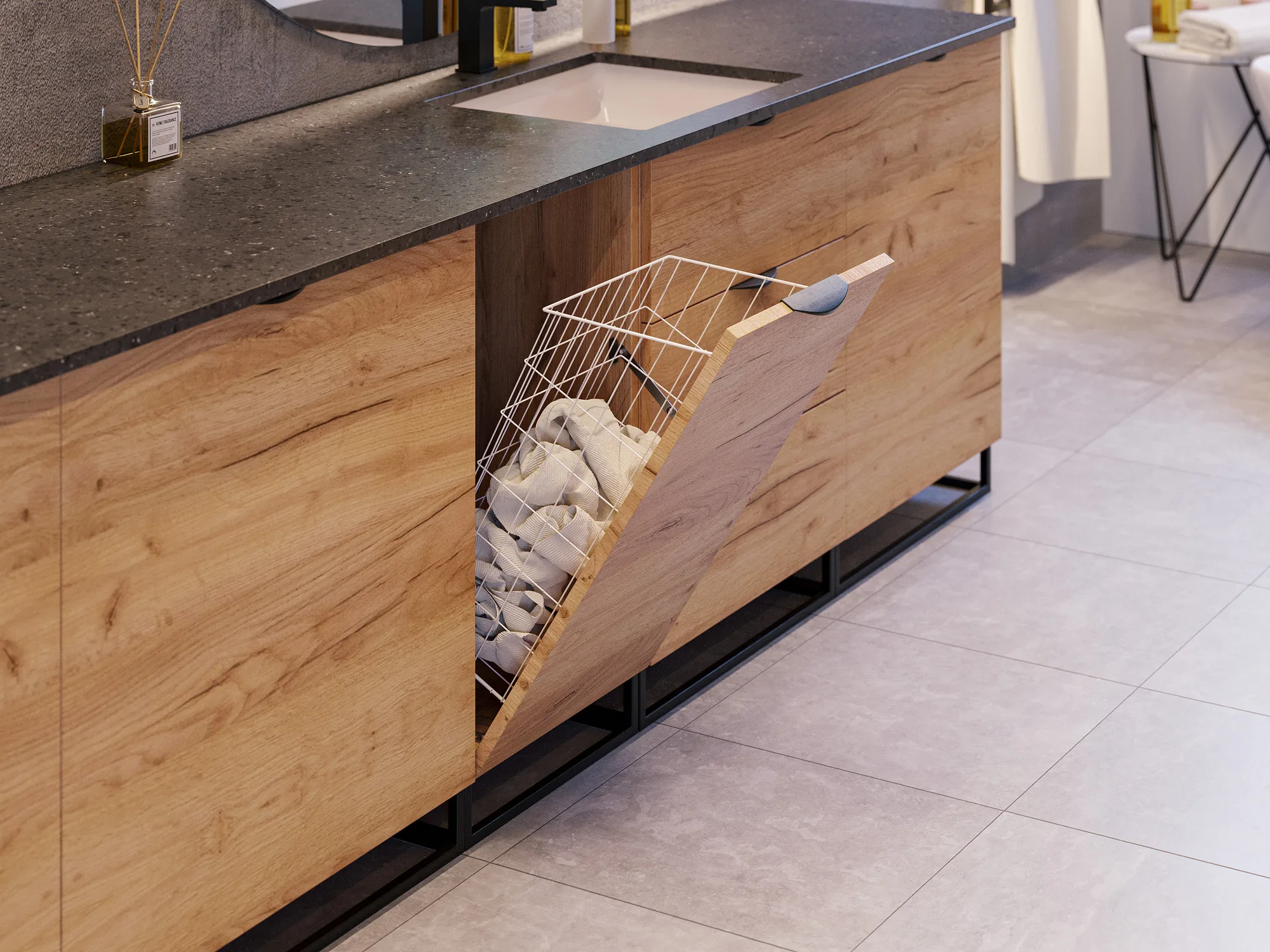 Корзина для белья REJS откидная 300мм белая