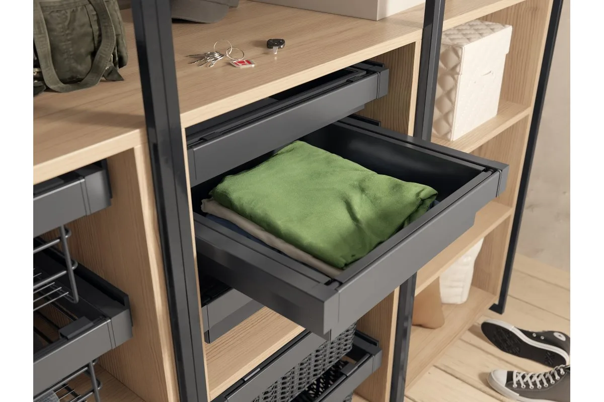 Корзина для белья ELITE 800 мм перфорированная, графит