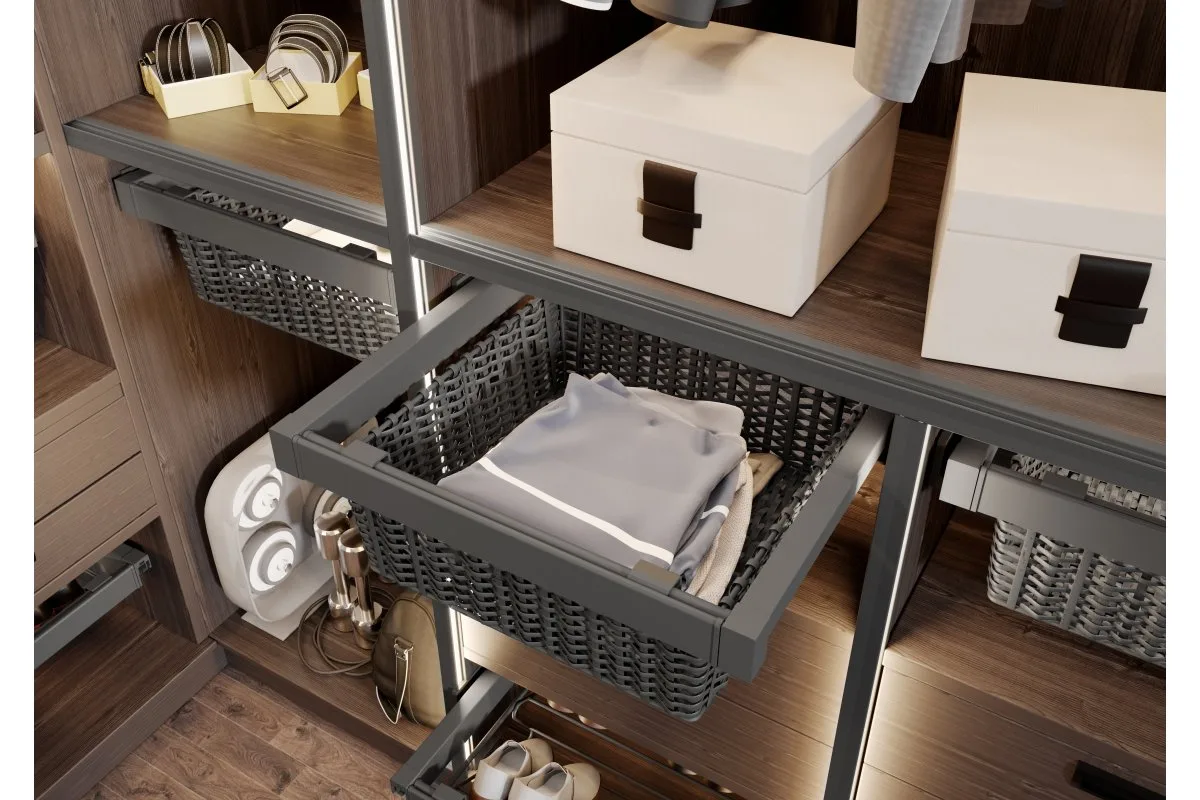 Корзина для белья ELITE 800 мм из ротанга , графит