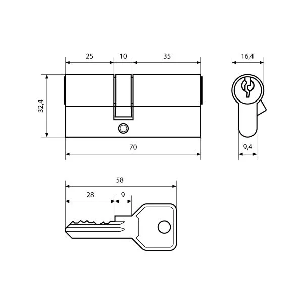 Стандарт Z.I.70-5K (25x10x35) CP 5кл англ.ключ ключ Цилиндровый механизм(120 12)