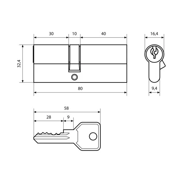 Стандарт Z.I.80-5K (30x10x40) CP 5кл англ.ключ ключ Цилиндровый механизм(120 12)