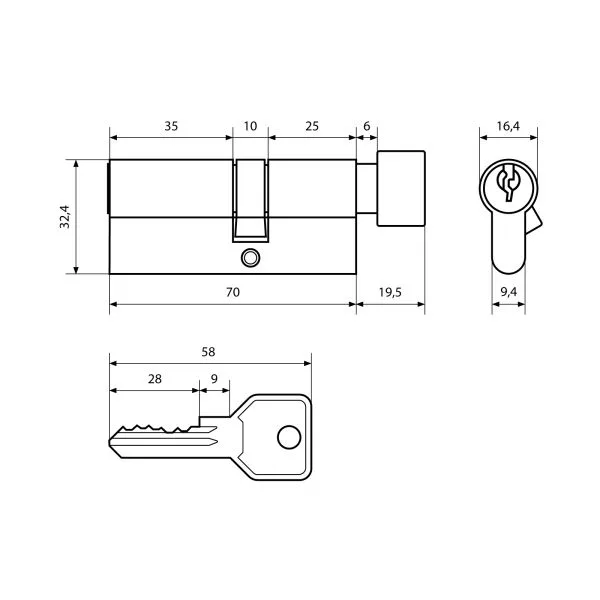 Стандарт Z.I.70В-5K (25Bx10x35) CP 5кл англ.ключ верт. Цилиндровый механизм(120 12)
