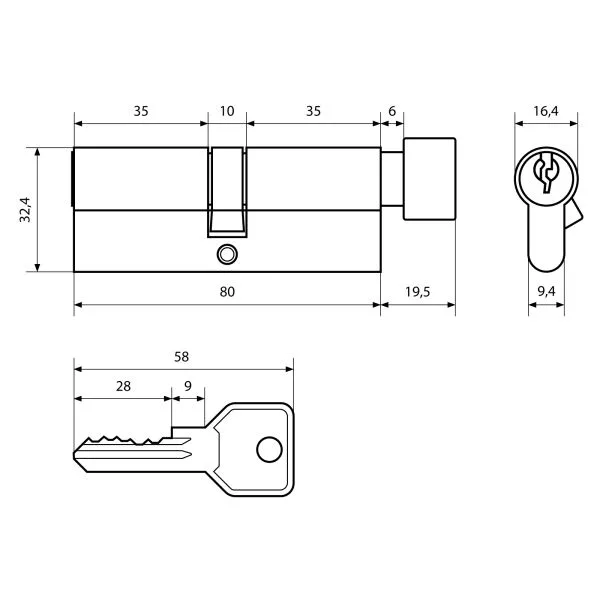 Стандарт Z.I.80В-5K (35Bx10x35) BP 5кл англ.ключ верт. Цилиндровый механизм(120 12)
