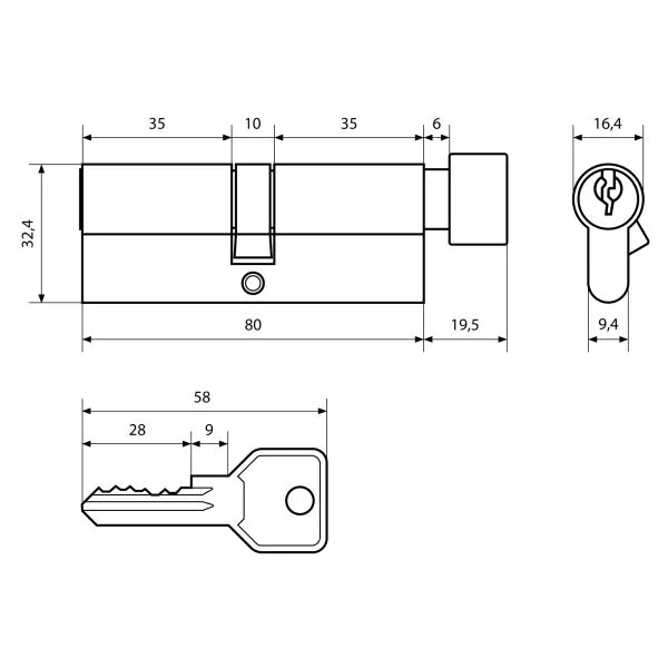 Стандарт Z.I.80В-5K (35Bx10x35) CP 5кл англ.ключ верт. Цилиндровый механизм(120 12)