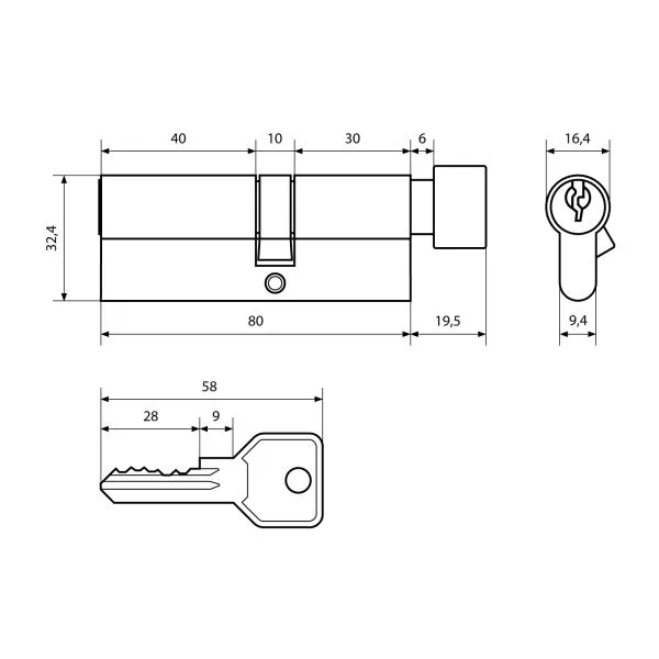 Стандарт Z.I.80В-5K (30Bx10x40) CP 5кл англ.ключ верт. Цилиндровый механизм(120 12)