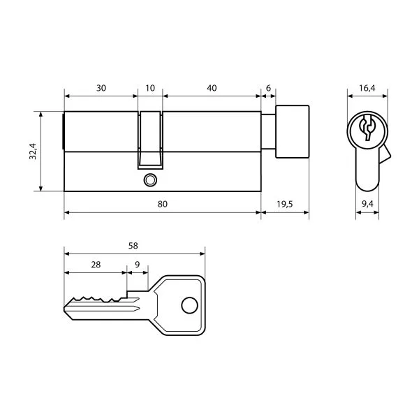 Стандарт Z.I.80В-5K (30x10x40B) CP 5кл англ.ключ верт. Цилиндровый механизм(120 12)
