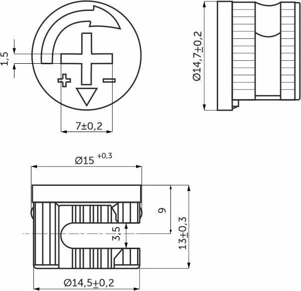 Эксцентрик 15x13,0 для плиты 18 мм стальной PH (уп/0,5тыс.шт) AKS