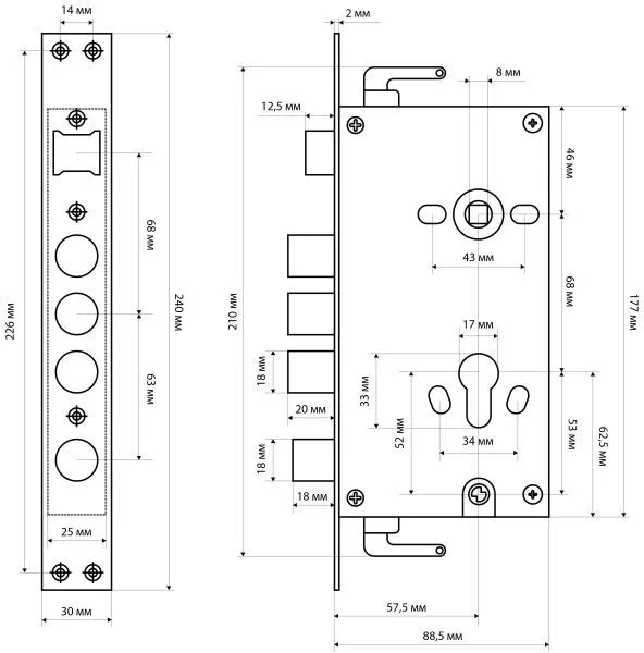 Замок в сборе СТАНДАРТ ЗВ1-08A-B СТ 222 Y