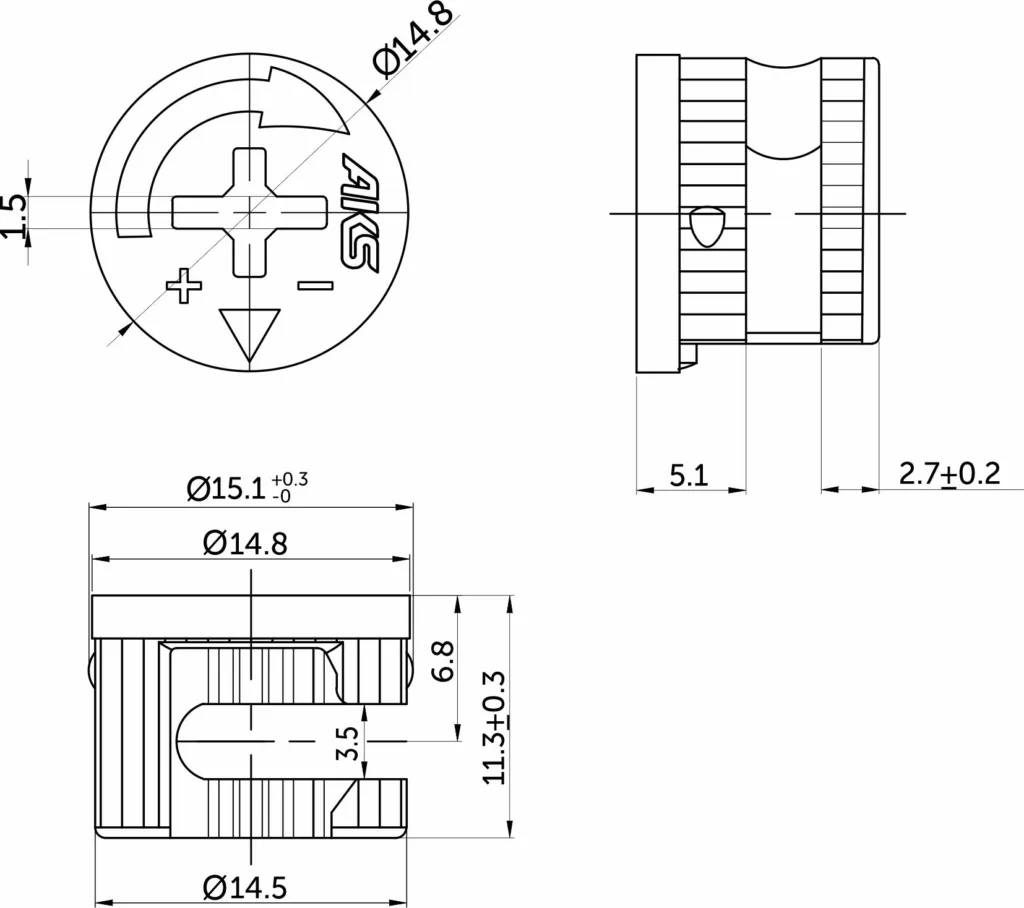 Эксцентрик 15x11,5 для плиты 16 мм стальной PH (уп/0,5тыс.шт) AKS