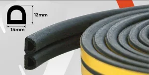 Уплотнитель VЕTTORE профиль D (12*14 мм 40 м) Black (Черный)