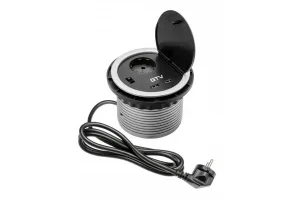 Удлинитель врезной CHARGER (1 гнездо 220V, 2 USB), серебро