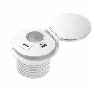 Удлинитель врезной CHARGER PLUS (1 гнездо 220V, 2хUSB, HDMI, RJ45), белый