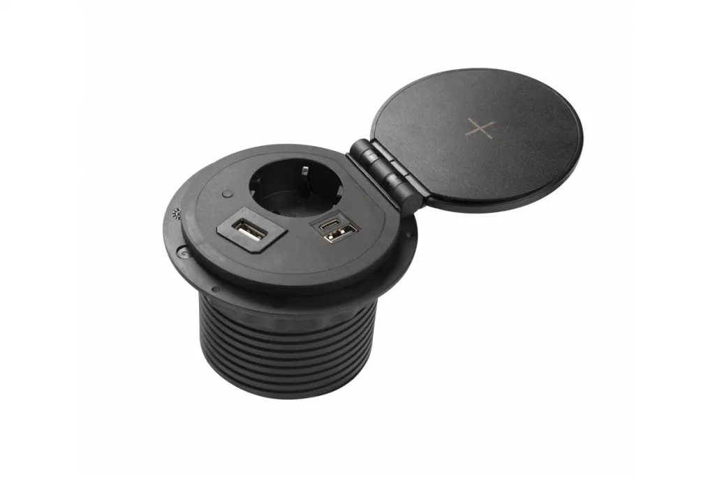 Удлинитель врезной CHARGER PLUS (1 гнездо 220V, 2хUSB, HDMI, RJ45), черный