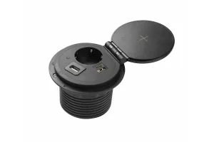 Удлинитель врезной CHARGER PLUS (1 гнездо 220V, 2хUSB, HDMI, RJ45), черный