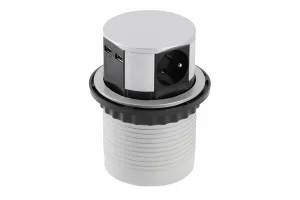 Удлинитель врезной COMFORT (3 гнезда с заземлением + 2хUSB, 220V), алюминий