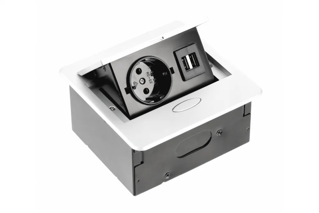 Удлинитель врезной AVARO (1 гнездо Schuko + 2 USB), белый