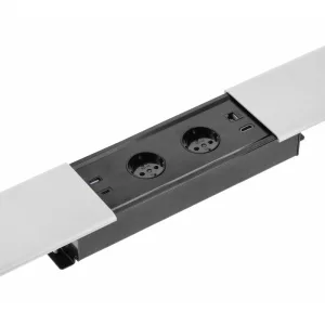 Удлинитель настольный врезной GTV Prestino (2 гнезда Schuko, USB, TYPE-C, RJ45, HDMI), серебро